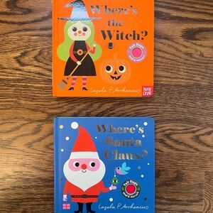 Set of 2 Felt Lift the Flap Board Books -Where's the Witch? Where's Santa Claus?